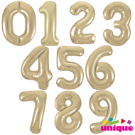Shaped White Gold 34" Number Balloon 0-9 - Inflated